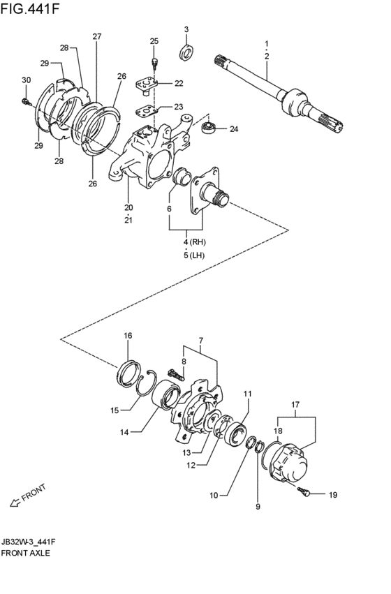 front axle for 1997 - 2011 Suzuki JIMNY JB32W | Japan sales region