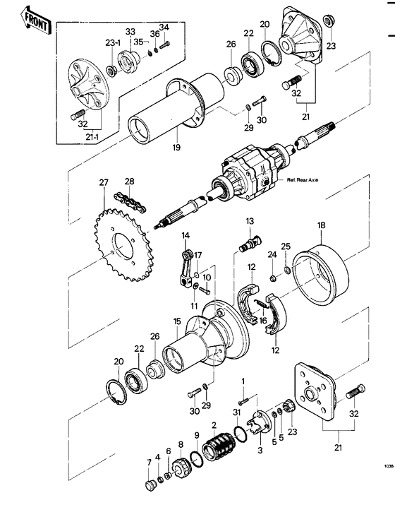 Rear hub/brake/chain