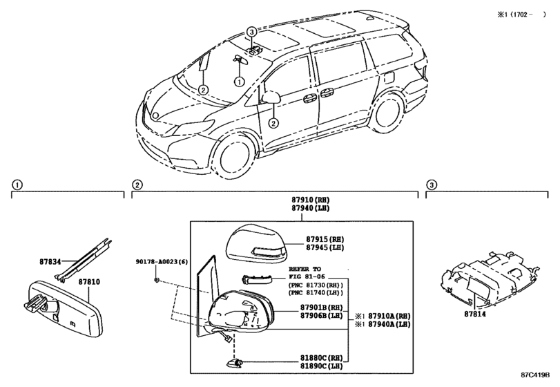 Mirror for 2016 2018 Toyota SIENNA GSL30 General sales region