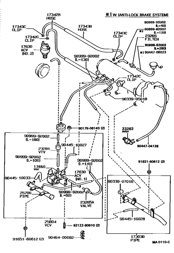 Vacuum Piping for 1987 - 1992 Toyota CARINA AT171 | Europe sales region ...