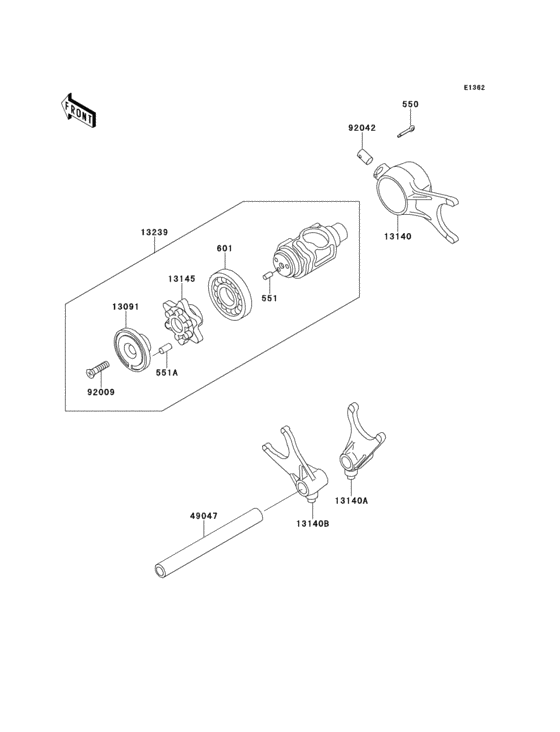 Gear change drum/shift fork(s)