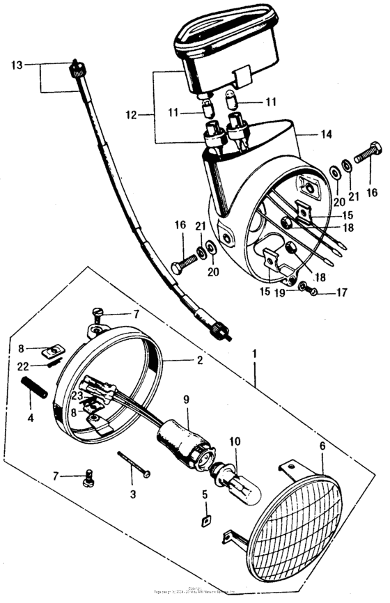 Headlight + speedometer