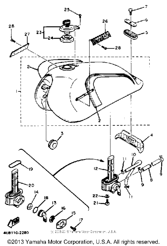 Fuel tank for 1983 Yamaha XJ550 | USA sales region, , 14555047-810226