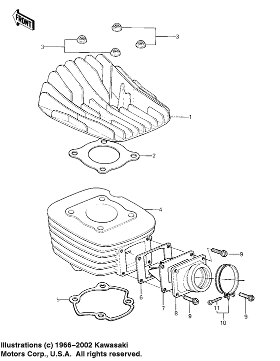 Cylinder head/cylinder/reed valve