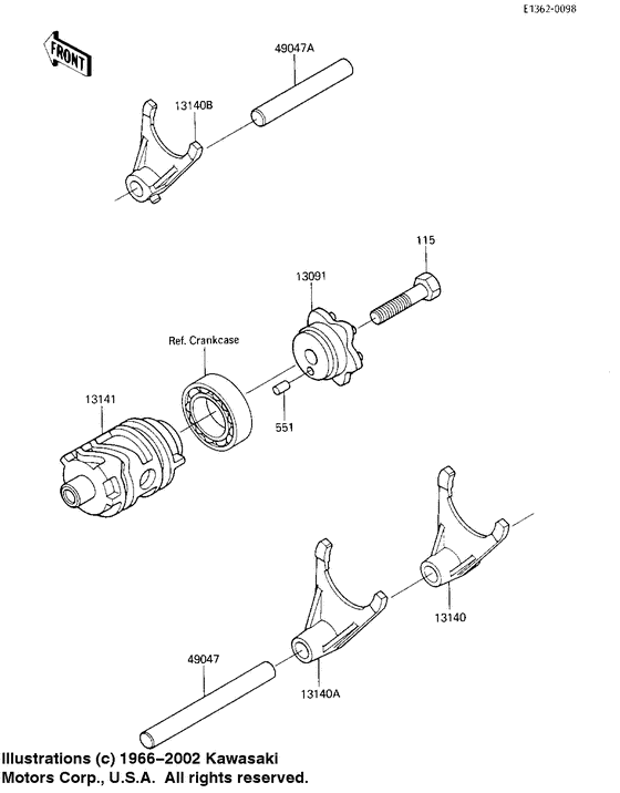 Gear change drum & forks