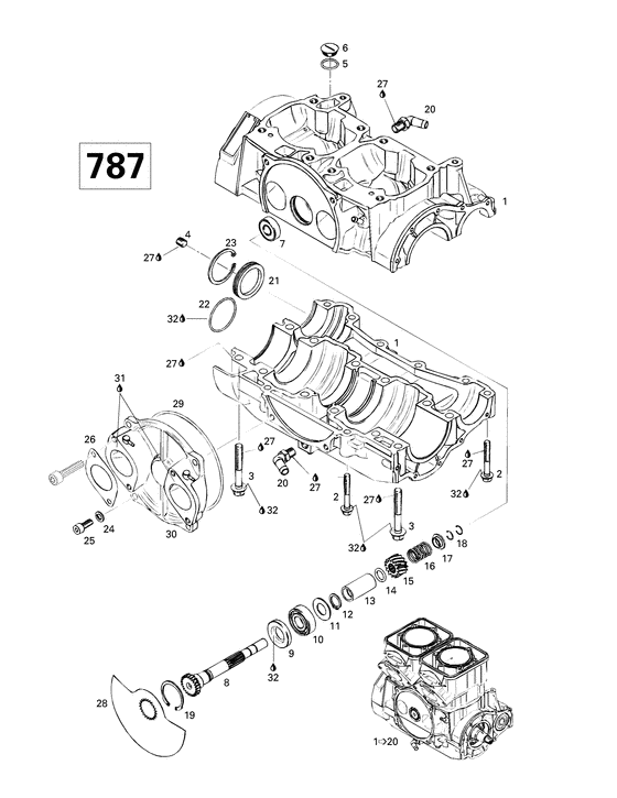 01- crankcase, rotary valve