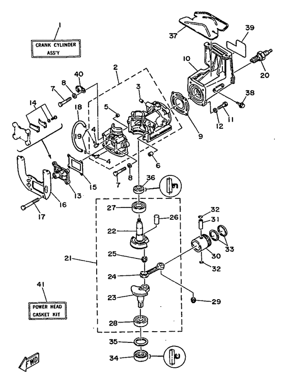 Crankcase, cylinder & piston