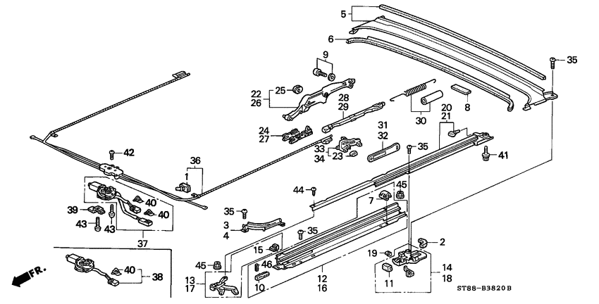 Roof slide components