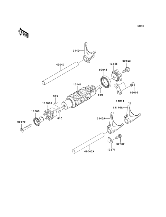 Gear change drum/shift fork(s)