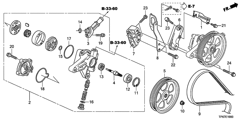 Power steering pump/brack et