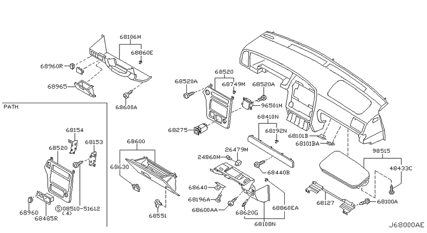 Instrument panel, pad & cluster lid