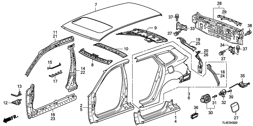 Outer panels/rear panel