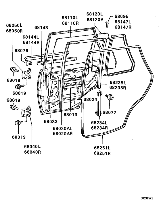 Rear door panel & glass