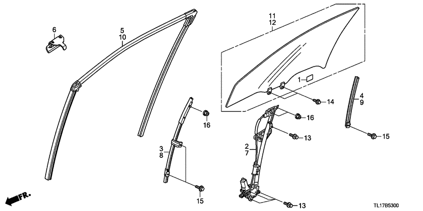 Front door glass/ regulator