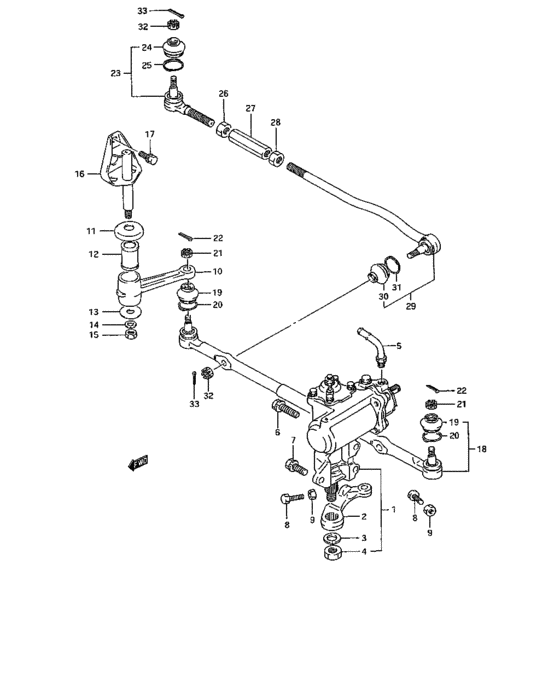 Steering link and gear box