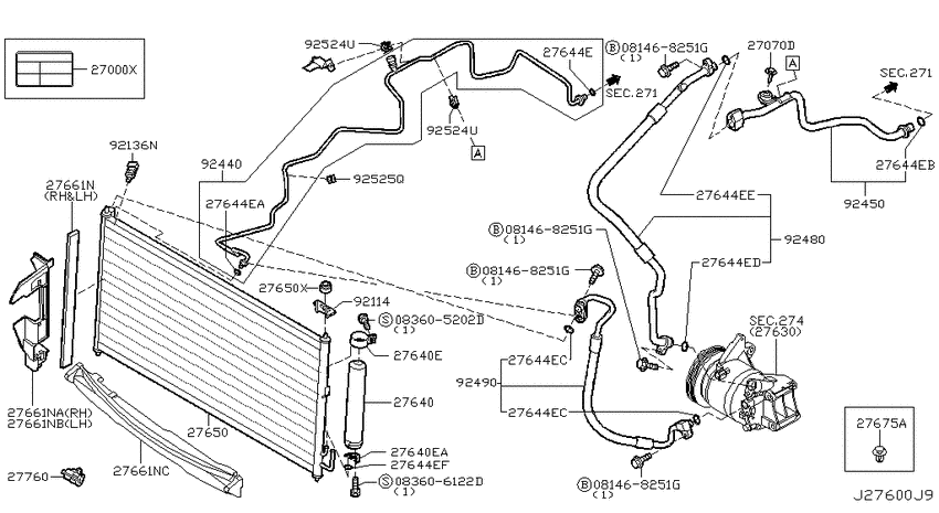 Condensor, liquid tank