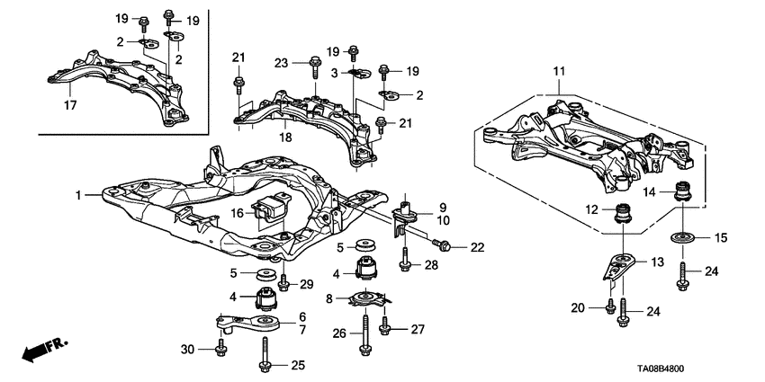 Front sub frame/rear beam