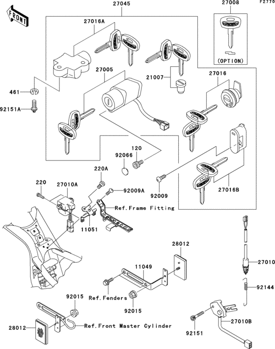 Ignition switch/locks/reflectors