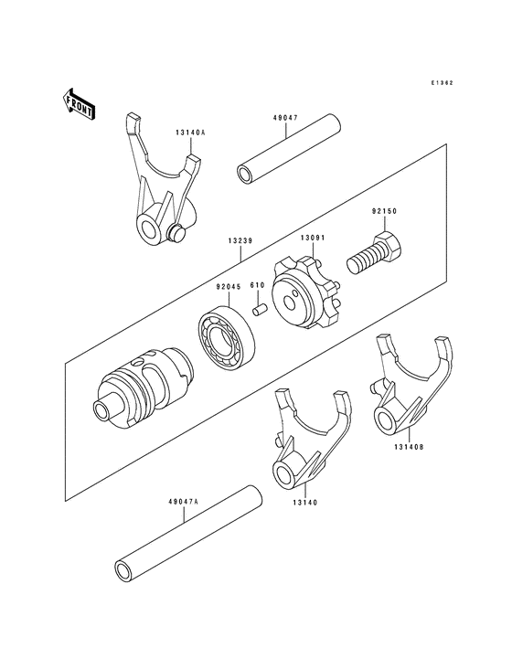 Gear change drum/shift fork