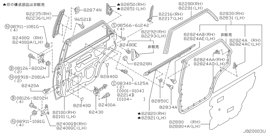 Rear door panel & fitting