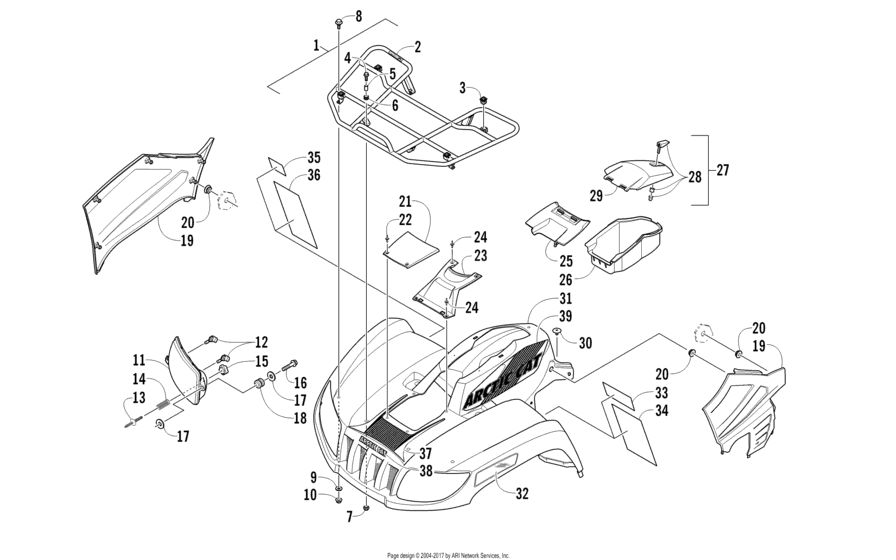 Front Rack, Body Panel, And Headlight Assemblies