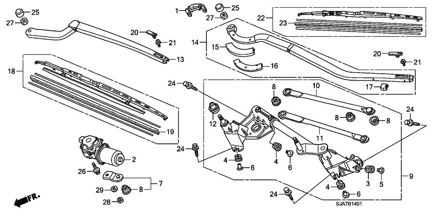 Front windshield wiper