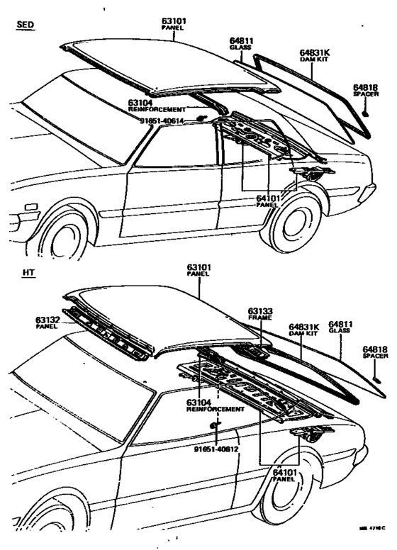 Roof Panel & Back Window Glass