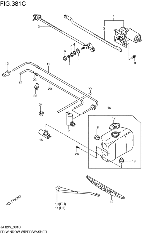 front wind windshield wiper / washer
