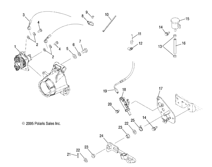 Master cylinder, rear and foot pedal