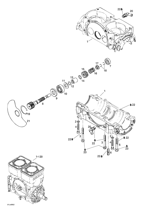 01- crankcase, rotary valve