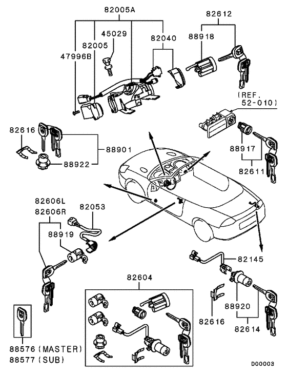 Lock cylinder & key