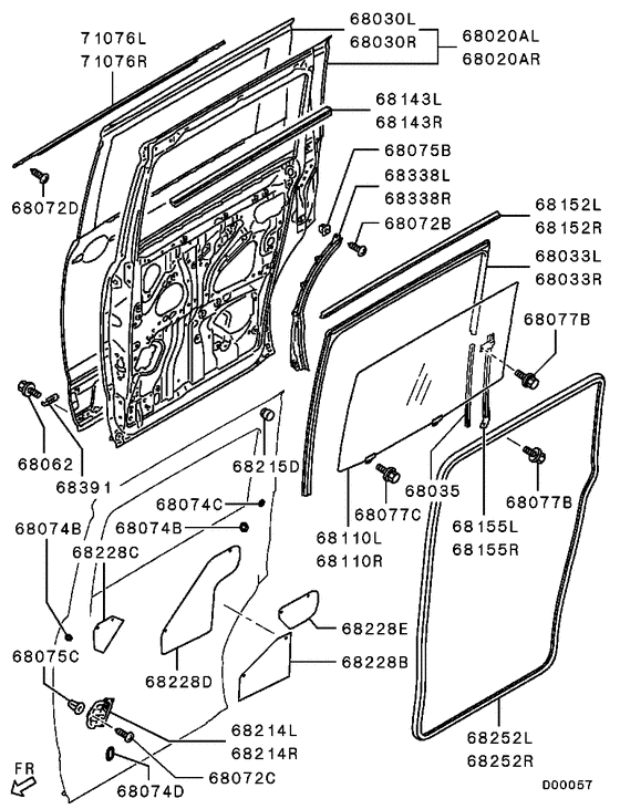 Rear door panel & glass