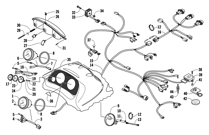 Headlight, Instruments, And Wiring Assemblies