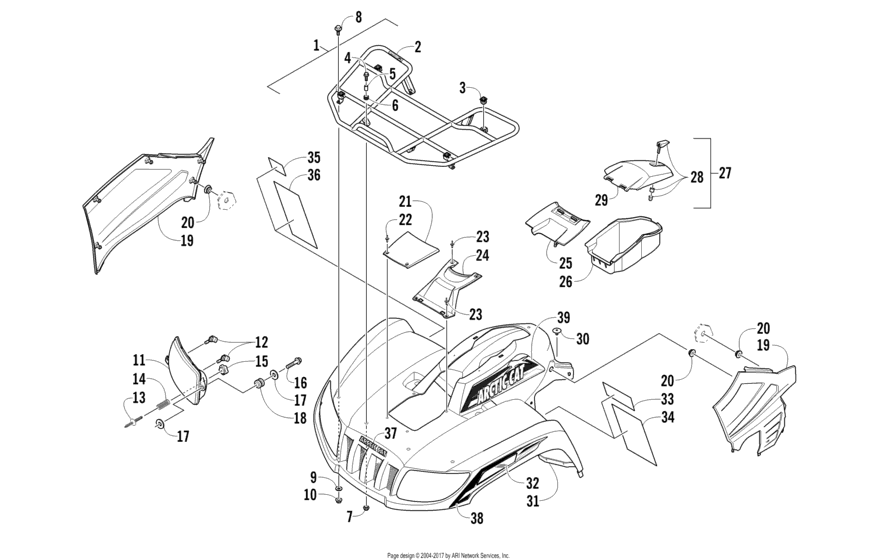 Front Rack, Body Panel, And Headlight Assemblies