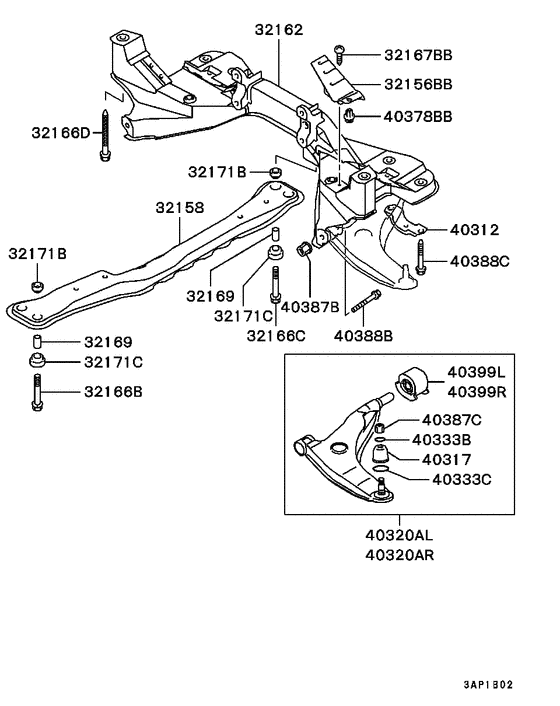 Front susp arm & member