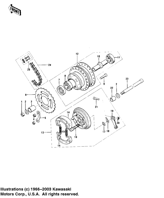 Rear hub/brake /chain