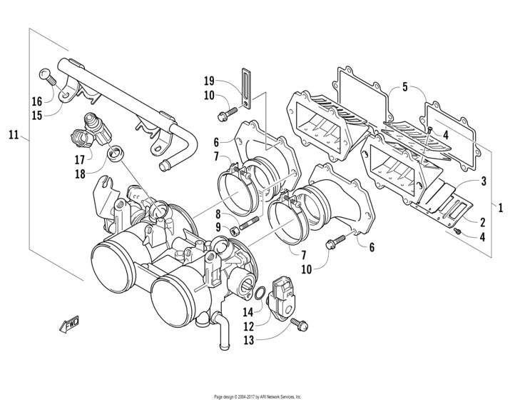 Reed valve/throttle body assembly