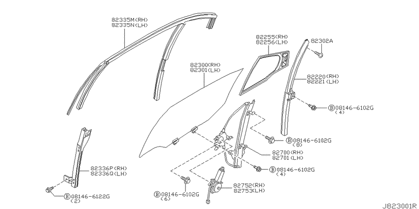 Rear door window & regulator