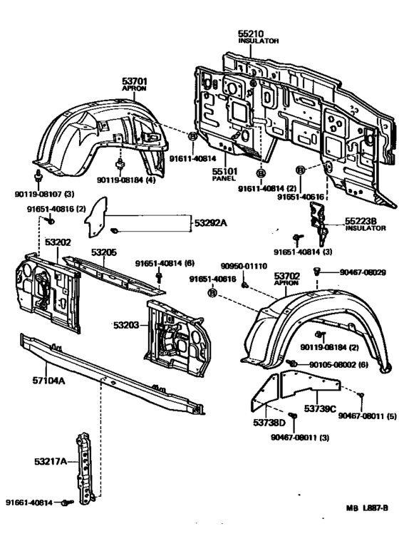 Front Fender Apron & Dash Panel