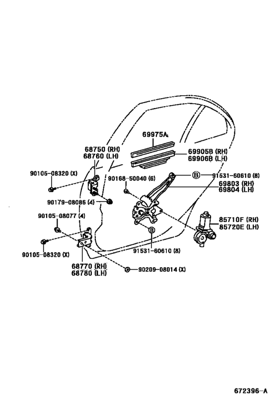Rear Door Window Regulator & Hinge