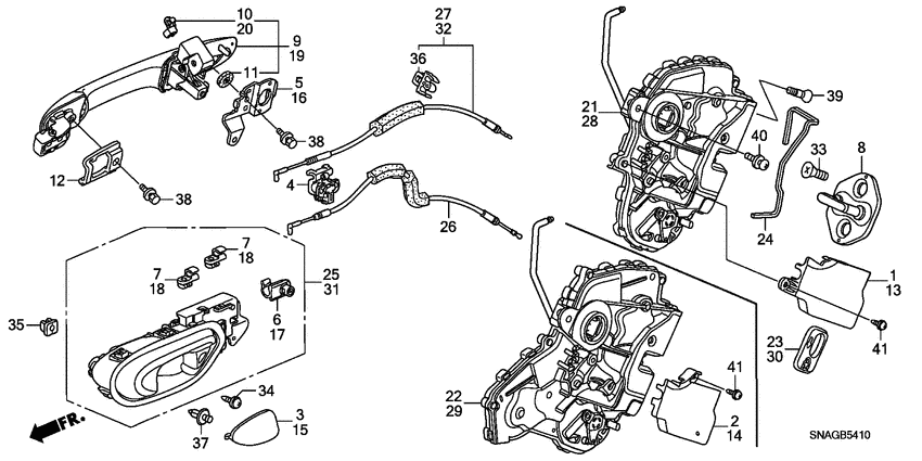 Rear door lock/ outer handle