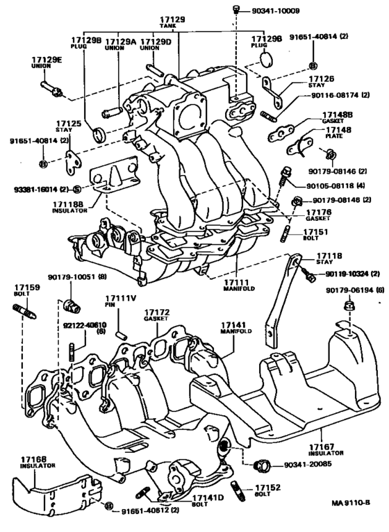 Manifold for 1986 - 1989 Toyota HILUX/4RUNNER TRUCK YN61G | Japan sales ...