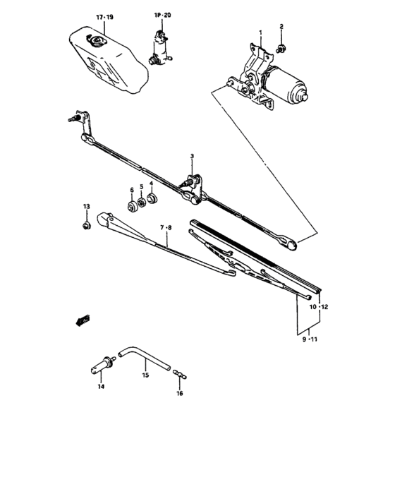 Front window wiper and washer