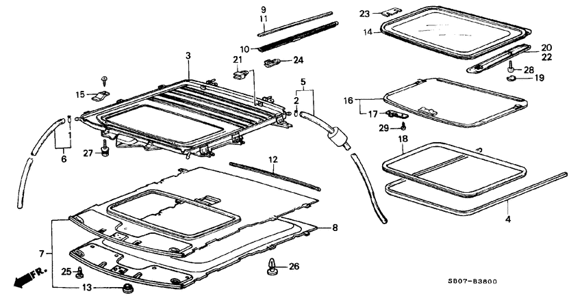 Headliner trim/ sliding glass