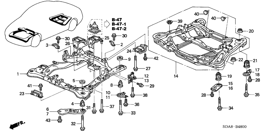 Rear beam/cross beam