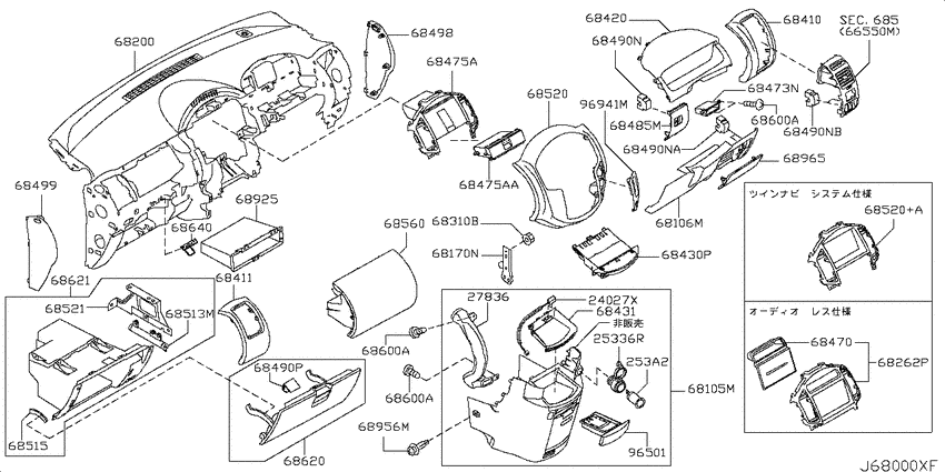Instrument panel, pad & cluster lid