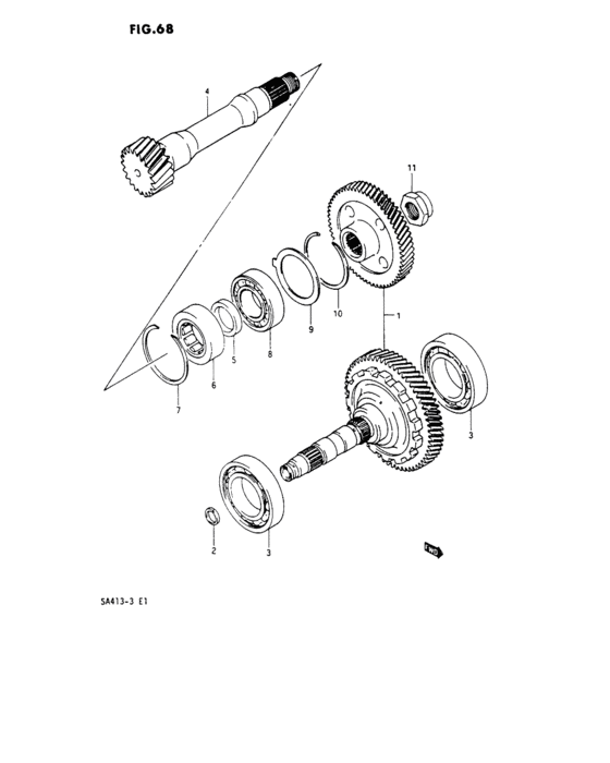 At output shaft and counter shaft