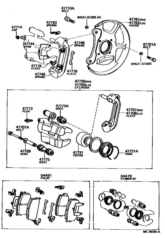 Front Disc Brake Caliper & Dust Cover