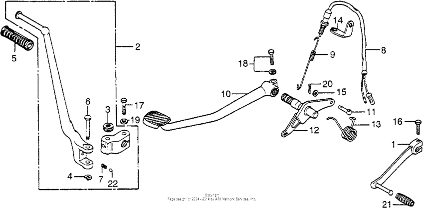 Change pedal + brake pedal + kick start arm