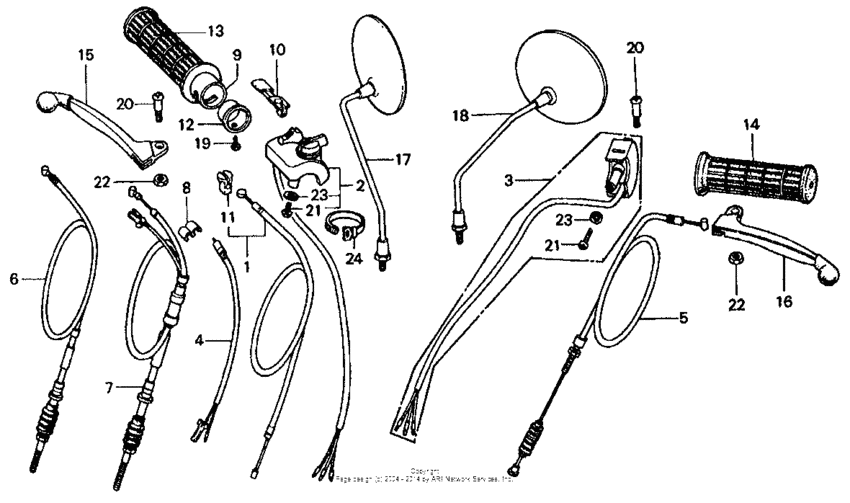 Handle lever + switch + cable k3